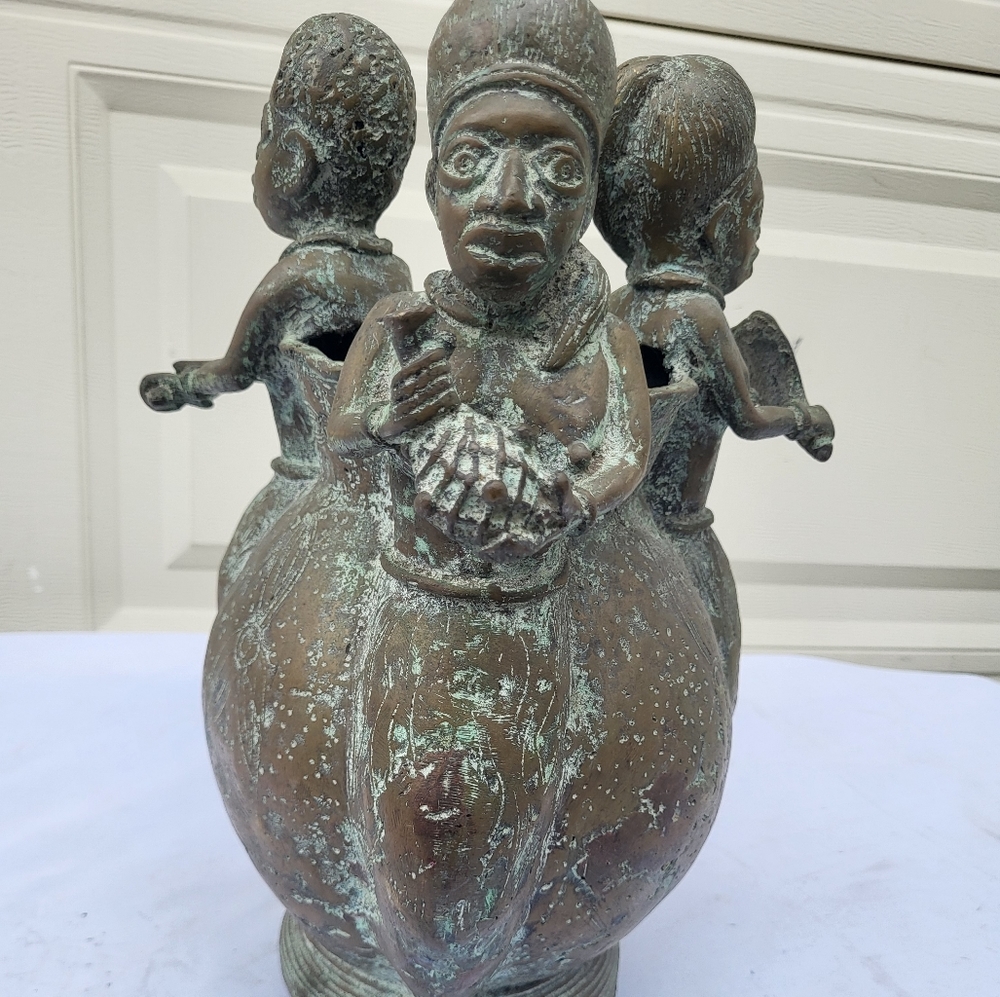 African Benin Bronze Container/ Vessel